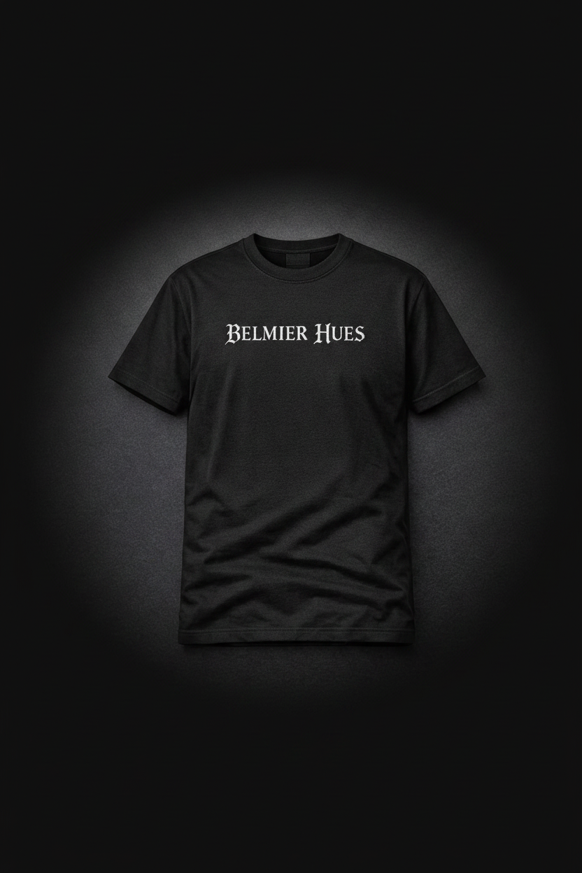 Premium Tee dramatic studio shot on matte black background